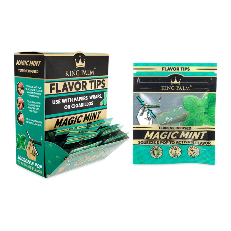 King Palm Filter Flavor Tips Display 50CT, thc, , dry herb, joint, blunt, rolling paper, rolling